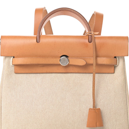 Hermes Toile Vache Calfskin Herbag 30 PM Backpack Natural 9 of 16