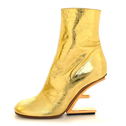 Fendi Laminated Craquele Nappa Fendi First 95mm Booties 37 Gold 1 of 8