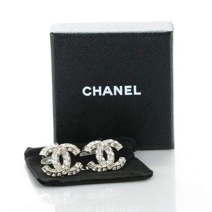 Chanel Baguette Crystal CC Clip On Earrings Silver 5 of 5
