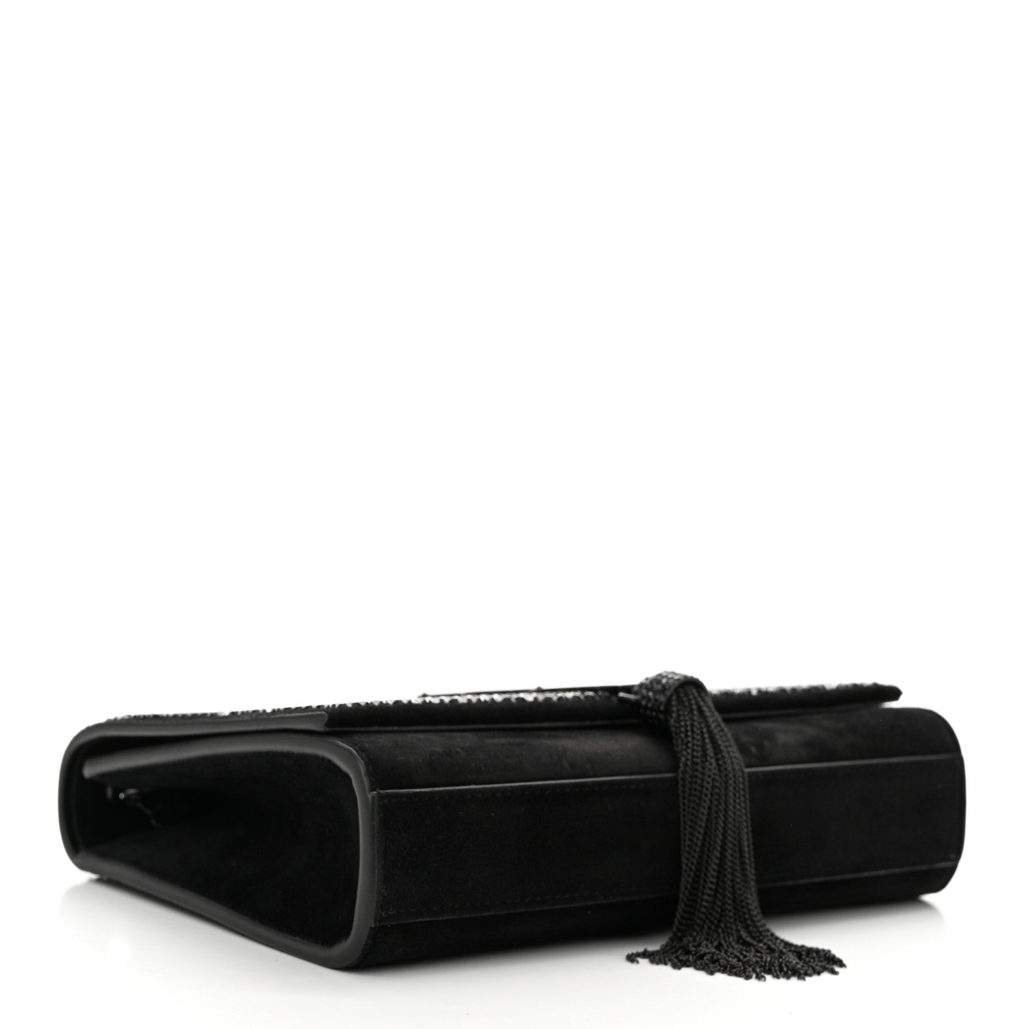 Saint Laurent Calfskin Crystal Studded Small Classic Monogram Kate Tassel Satchel Black 4 of 10