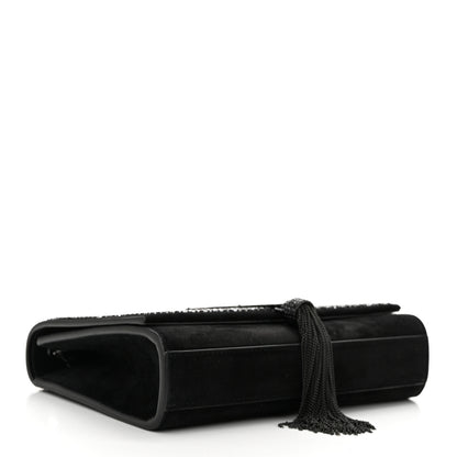 Saint Laurent Calfskin Crystal Studded Small Classic Monogram Kate Tassel Satchel Black 4 of 10