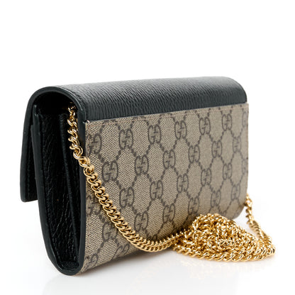Gucci Dollar Calfskin GG Supreme Monogram Petite GG Marmont Wallet Chain Bag Black Beige Ebony 3 of 10