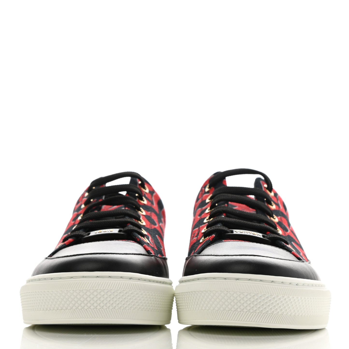 X UF Calfskin Tufted Monogram Stellar Sneakers 37 Black Red