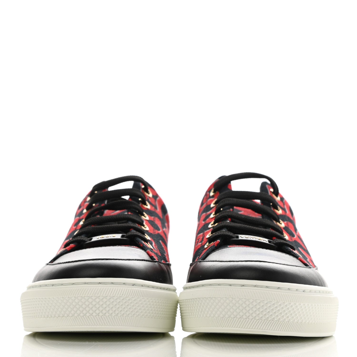 Louis Vuitton X UF Calfskin Tufted Monogram Stellar Sneakers 37 Black Red 2 of 8