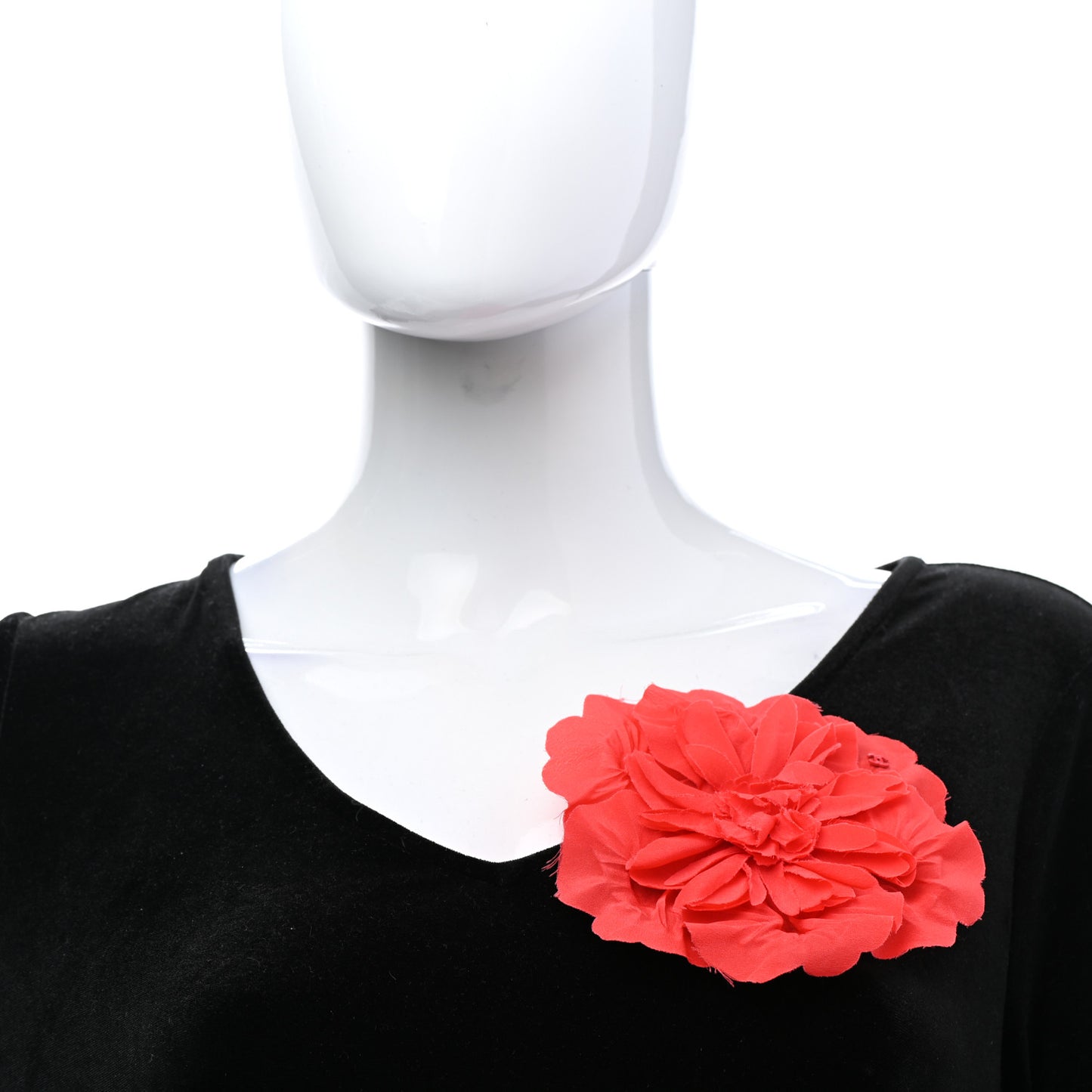 Fabric Camellia Flower Brooch Orange