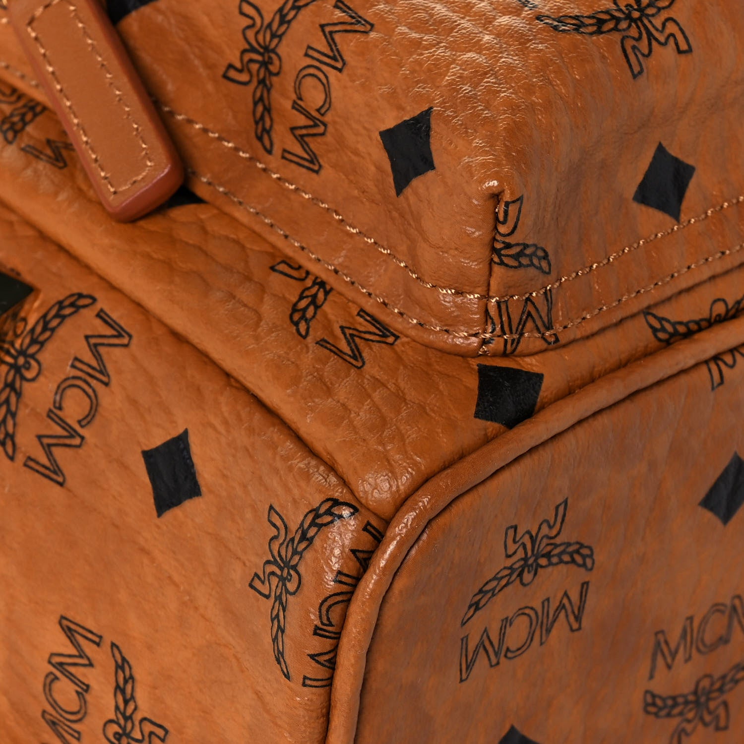 MCM Visetos Small Side Stud Stark Backpack Cognac 7 of 11