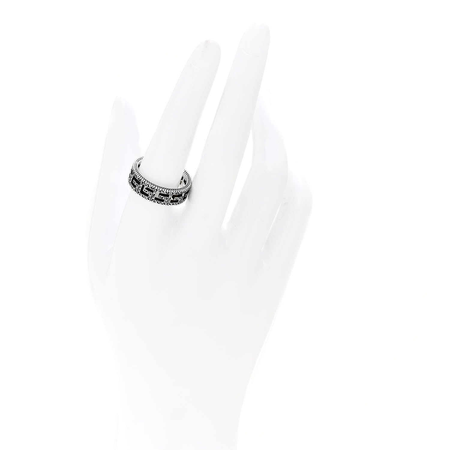 Gucci Sterling Silver Narrow Square G Band Ring 58 8.25 2 of 4