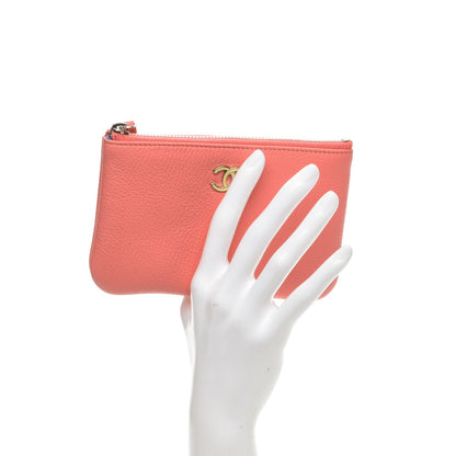 Chanel Goatskin Small CC Clover Cosmetic Case Corail 2 of 7