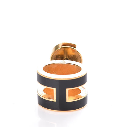 Hermes Gold Lacquered Pop H Earrings Black 4 of 5