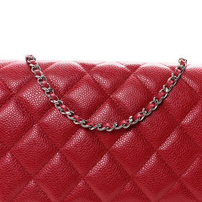Chanel Caviar Quilted Clutch With Chain Flap Red 8 of 10