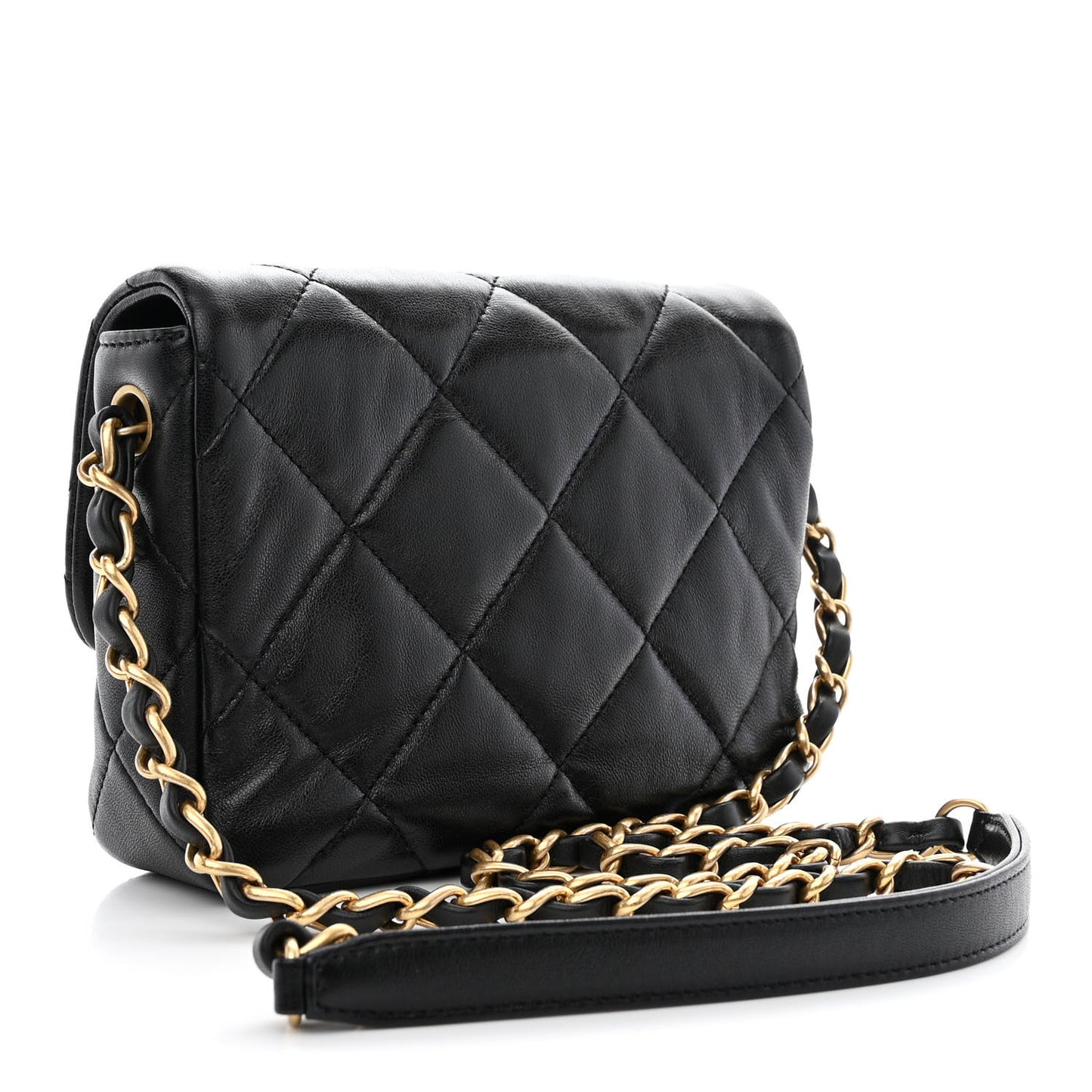 Lambskin Plexiglass Quilted Coco Love Mini Flap Black