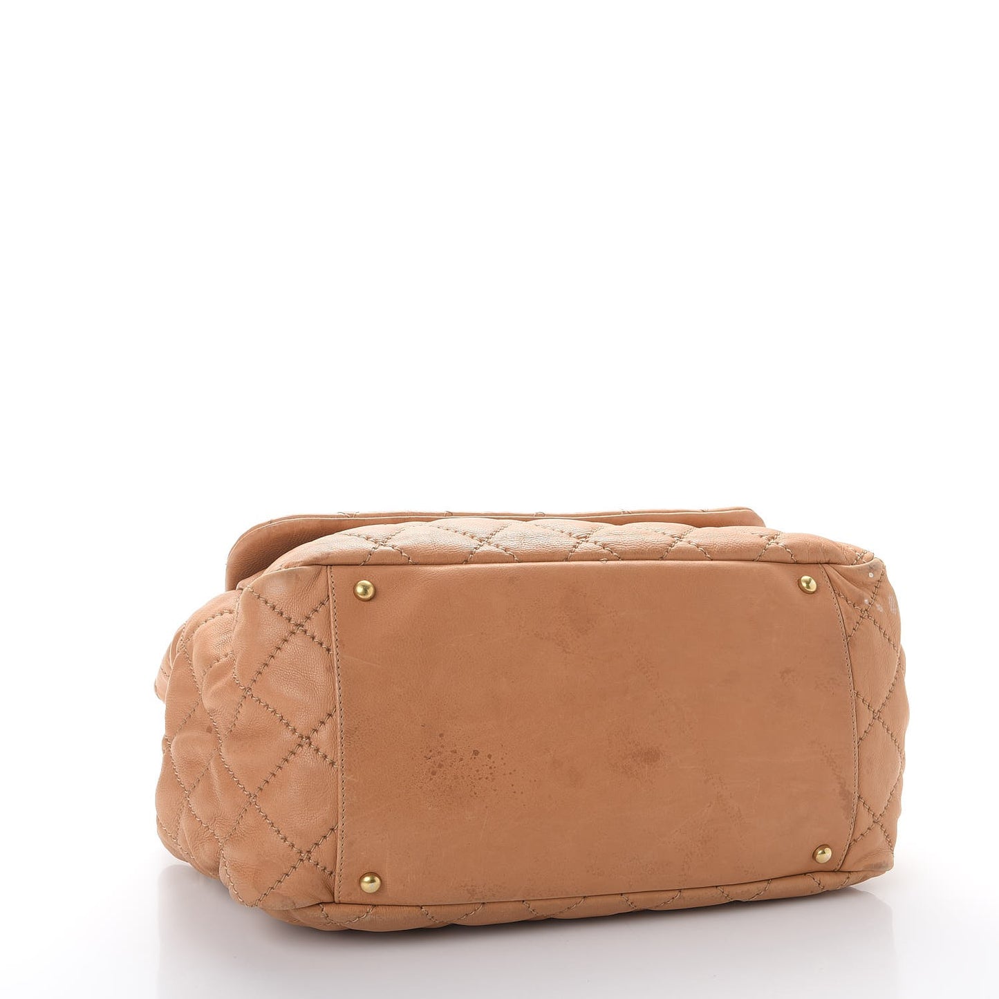 Calfskin Quilted Jumbo Retro Chain Accordion Flap Dark Beige