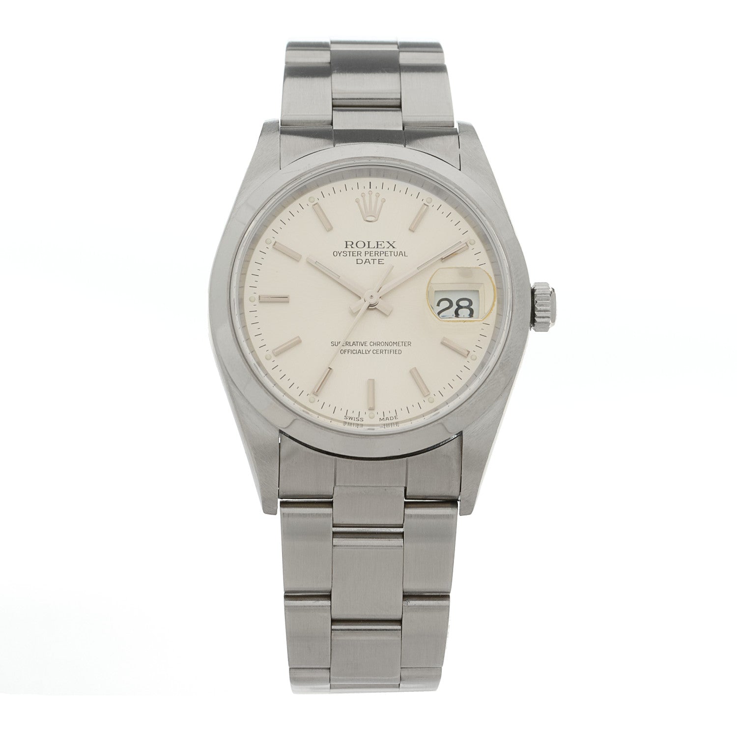 Rolex Stainless Steel 34mm Oyster Perpertual Date Watch Silver 15200 1 of 4