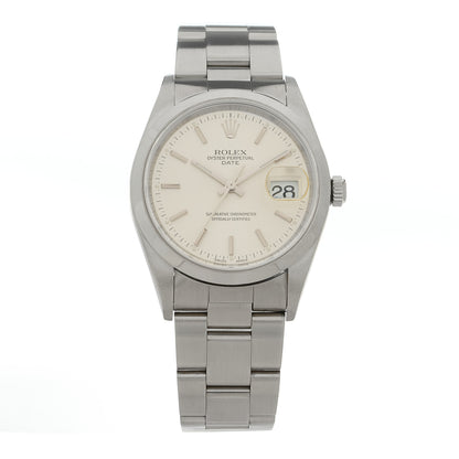 Rolex Stainless Steel 34mm Oyster Perpertual Date Watch Silver 15200 1 of 4