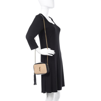 Saint Laurent Raffia Canvas Monogram Mini Lou Camera Bag Beige Black 2 of 11