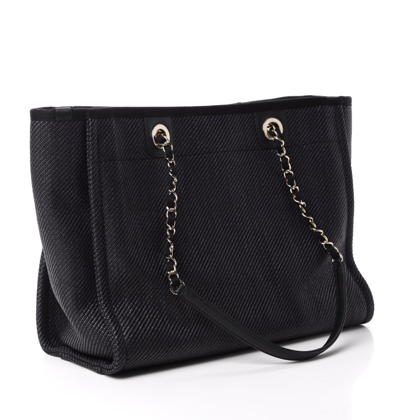 Mixed Fibers Calfskin Small Deauville Tote Black