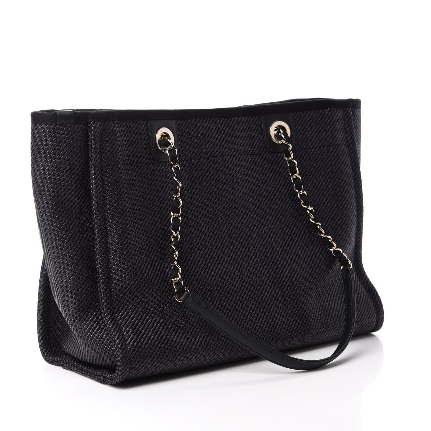 Chanel Mixed Fibers Calfskin Small Deauville Tote Black 3 of 11
