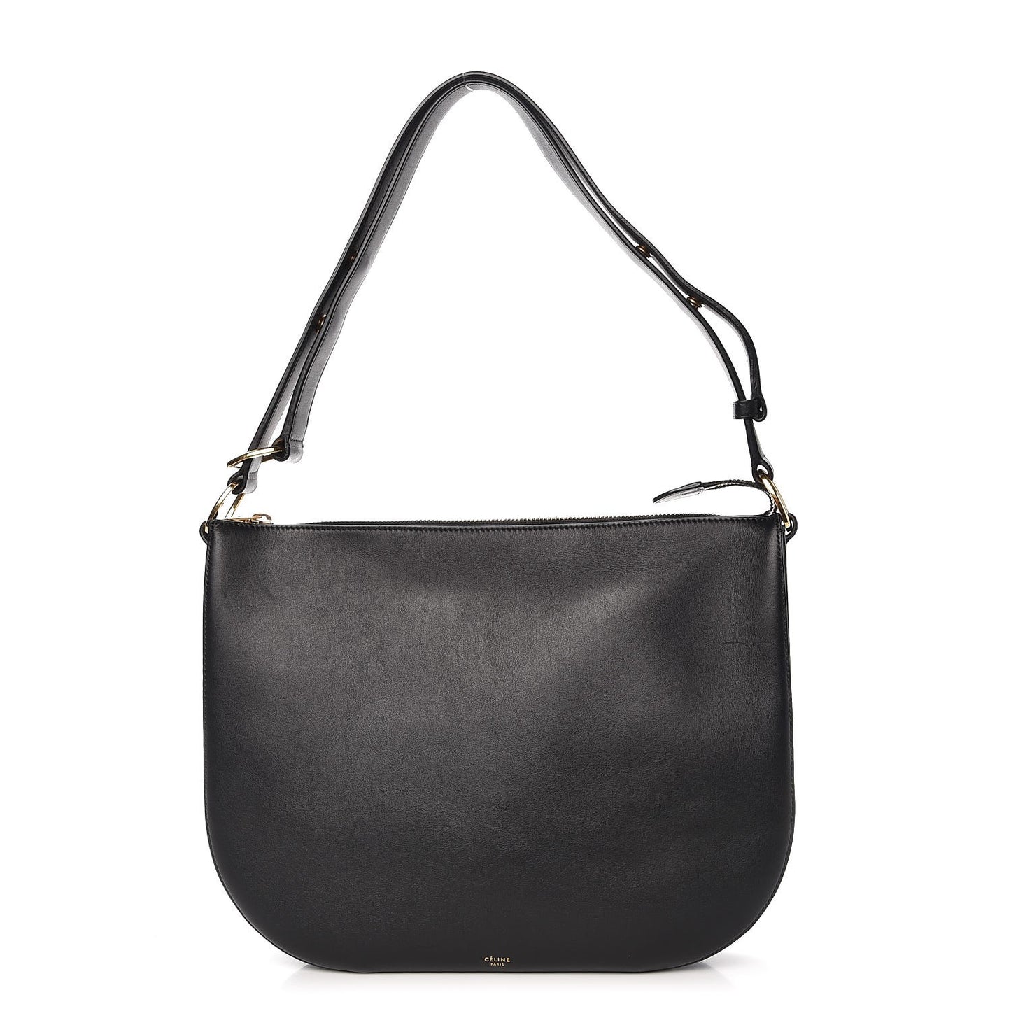 Smooth Calfskin Medium Saddle Bag Black