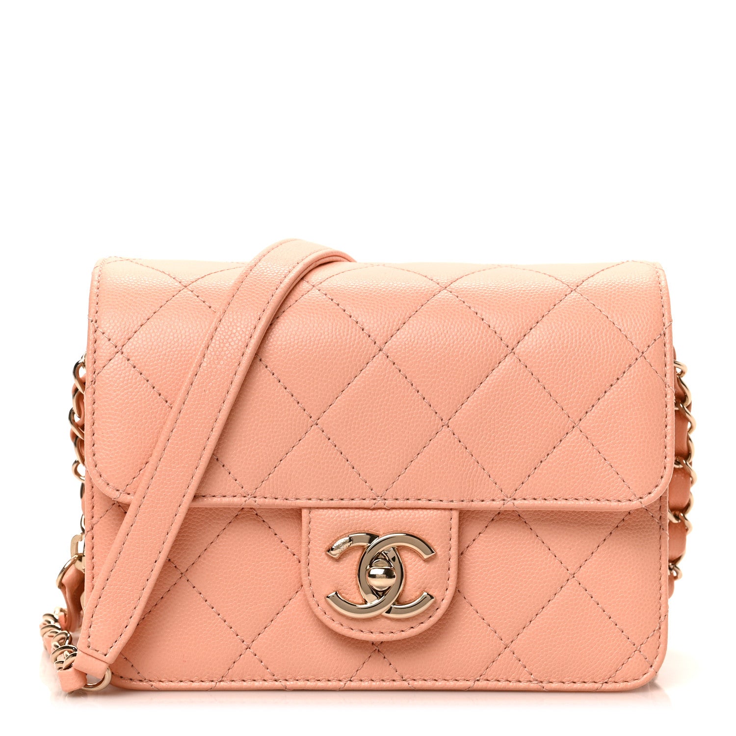 Chanel Caviar Quilted Like A Wallet Flap Coral 1 of 10