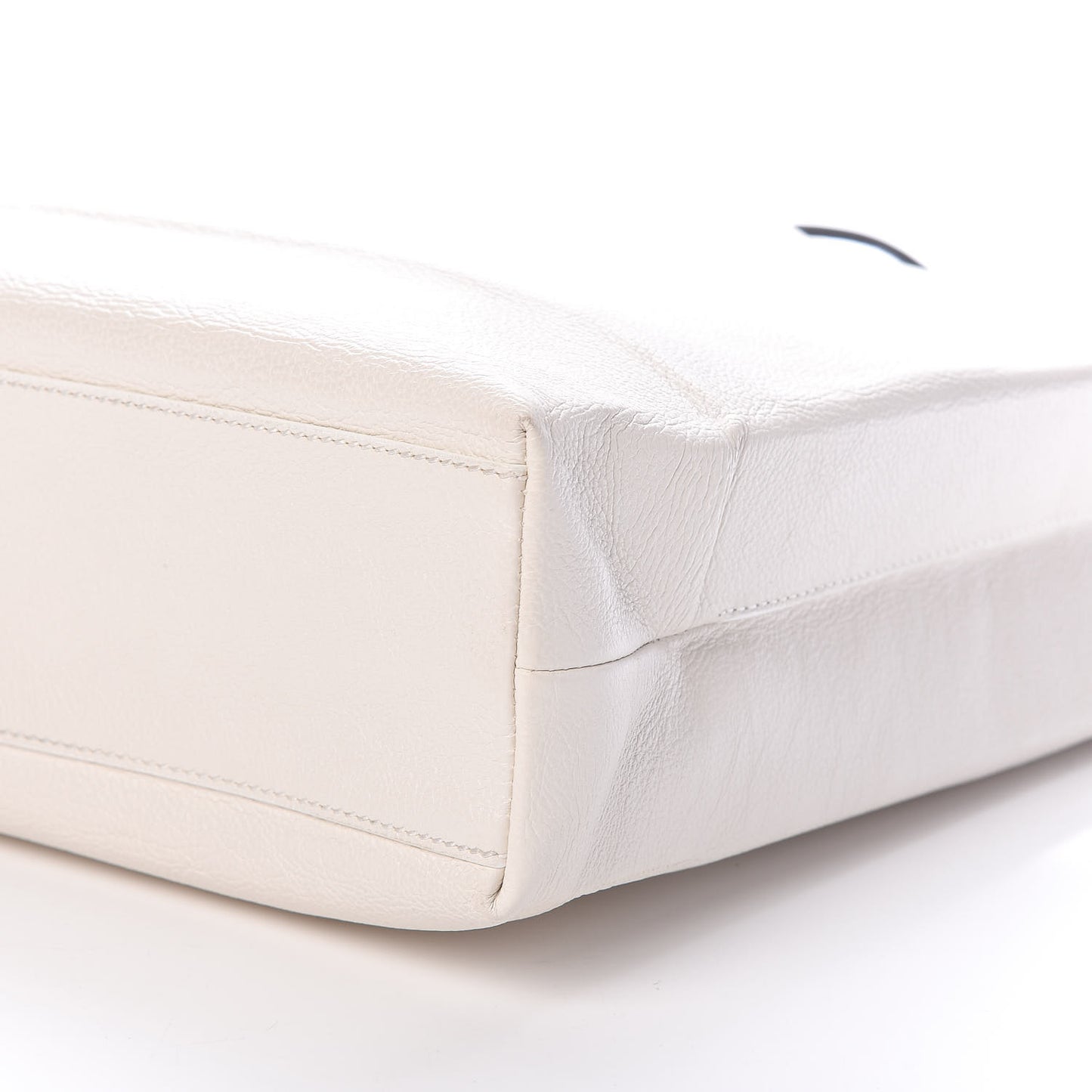 Calfskin Medium Logo North South Shopping Tote White