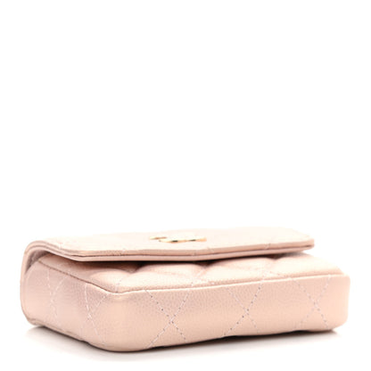 Chanel Iridescent Caviar Quilted Pearl On Top Coin Purse With Chain Light Pink 4 of 13