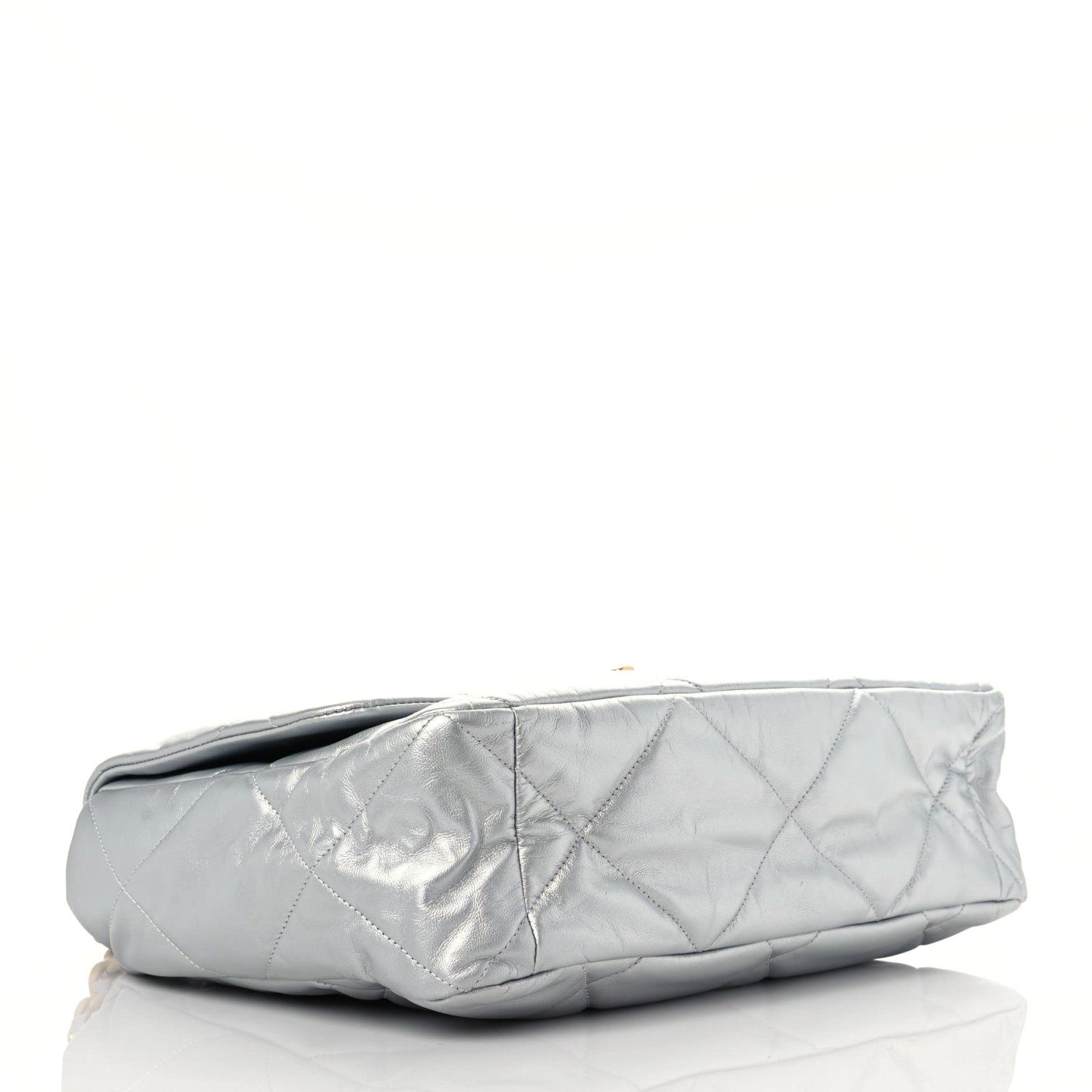Chanel Metallic Goatskin Quilted Maxi Chanel 19 Flap Silver 3 of 12