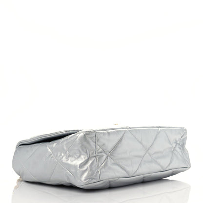 Chanel Metallic Goatskin Quilted Maxi Chanel 19 Flap Silver 3 of 12