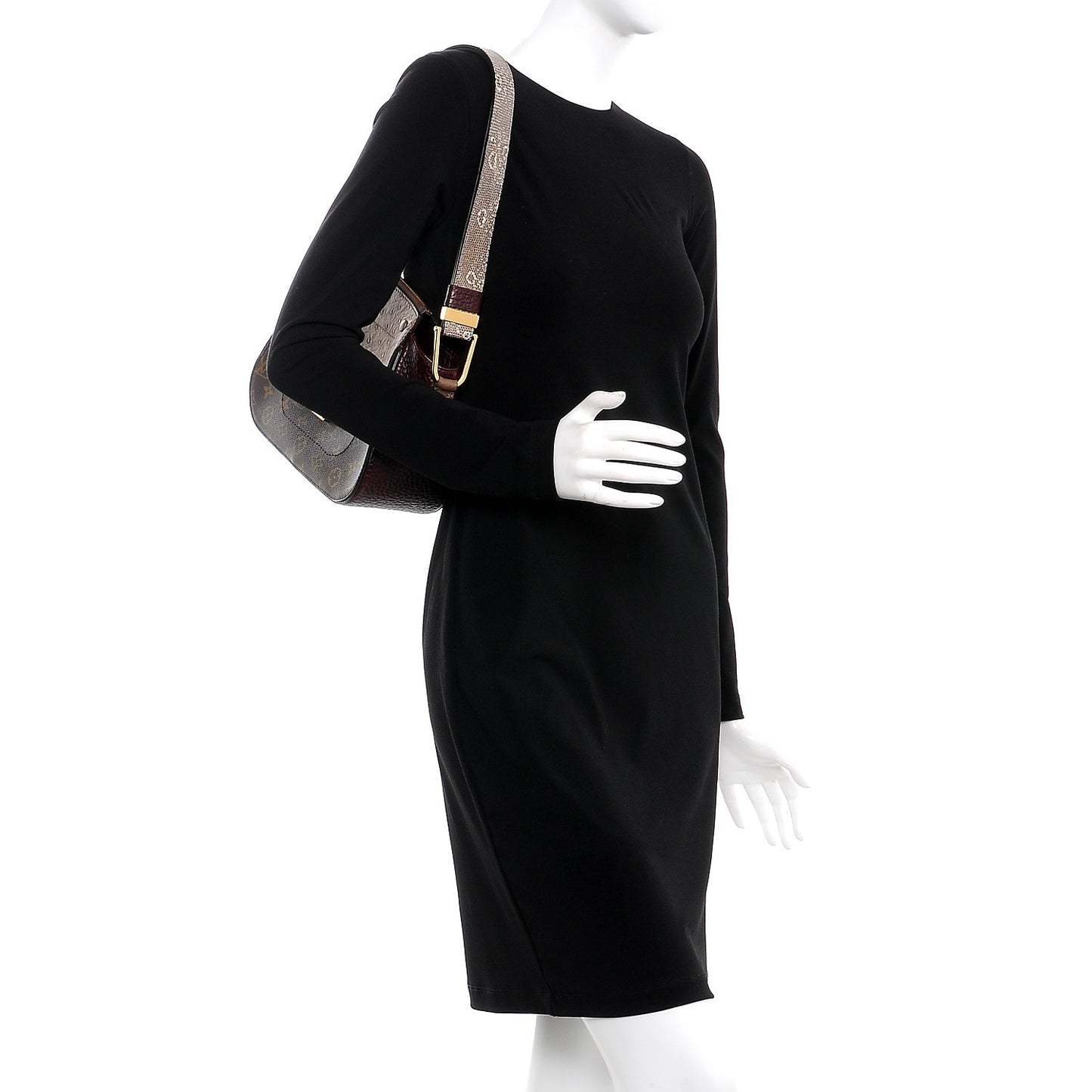 Ostrich Lizard Exotique Majestueux Shoulder Bag Bordeaux