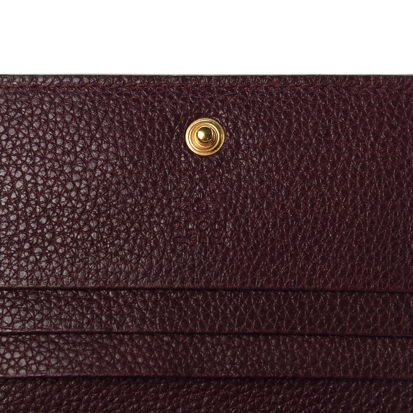 Grainy Calfskin Zumi Chain Card Case Wallet Vintage Bordeaux