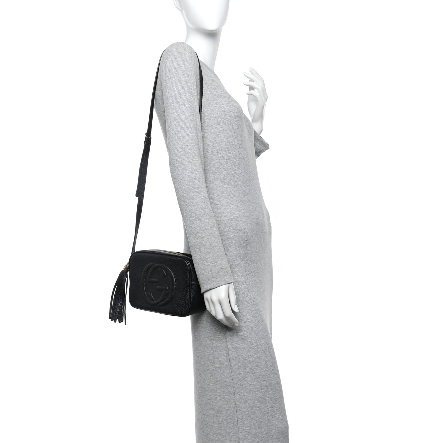 Pebbled Calfskin Small Soho Disco Bag Black