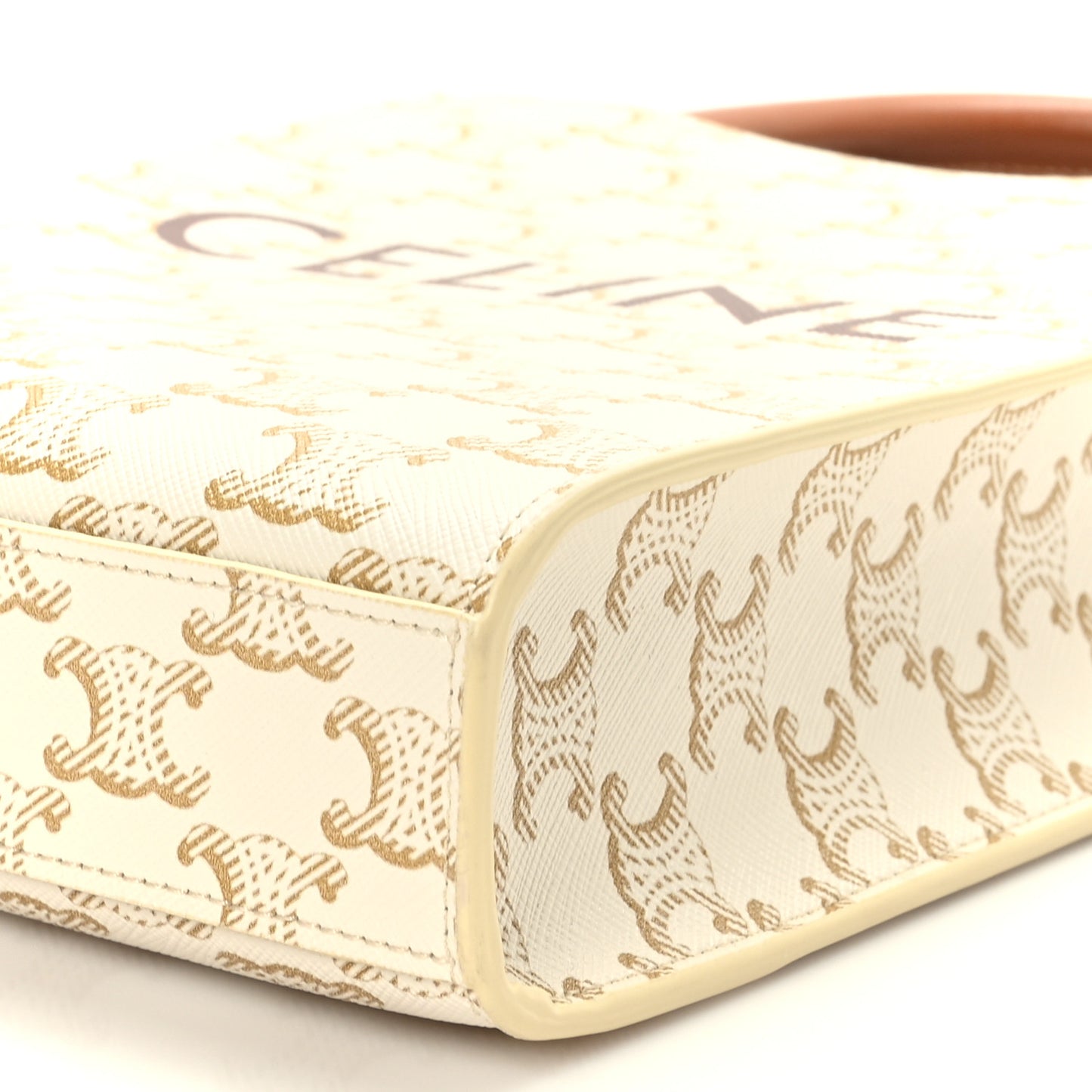 Triomphe Canvas Calfskin Mini Vertical Cabas White