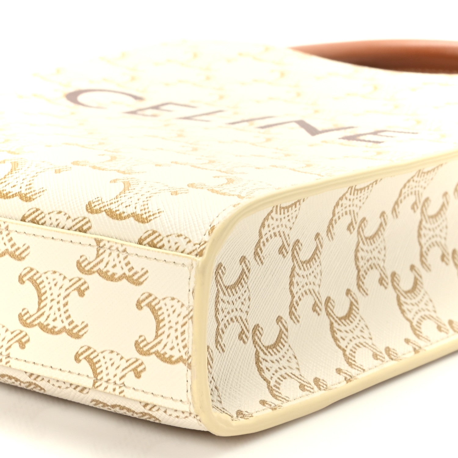 Celine Triomphe Canvas Calfskin Mini Vertical Cabas White 7 of 7