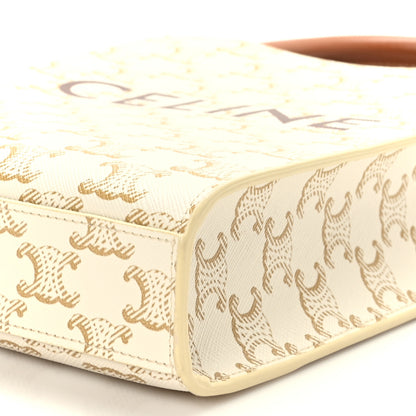 Celine Triomphe Canvas Calfskin Mini Vertical Cabas White 7 of 7