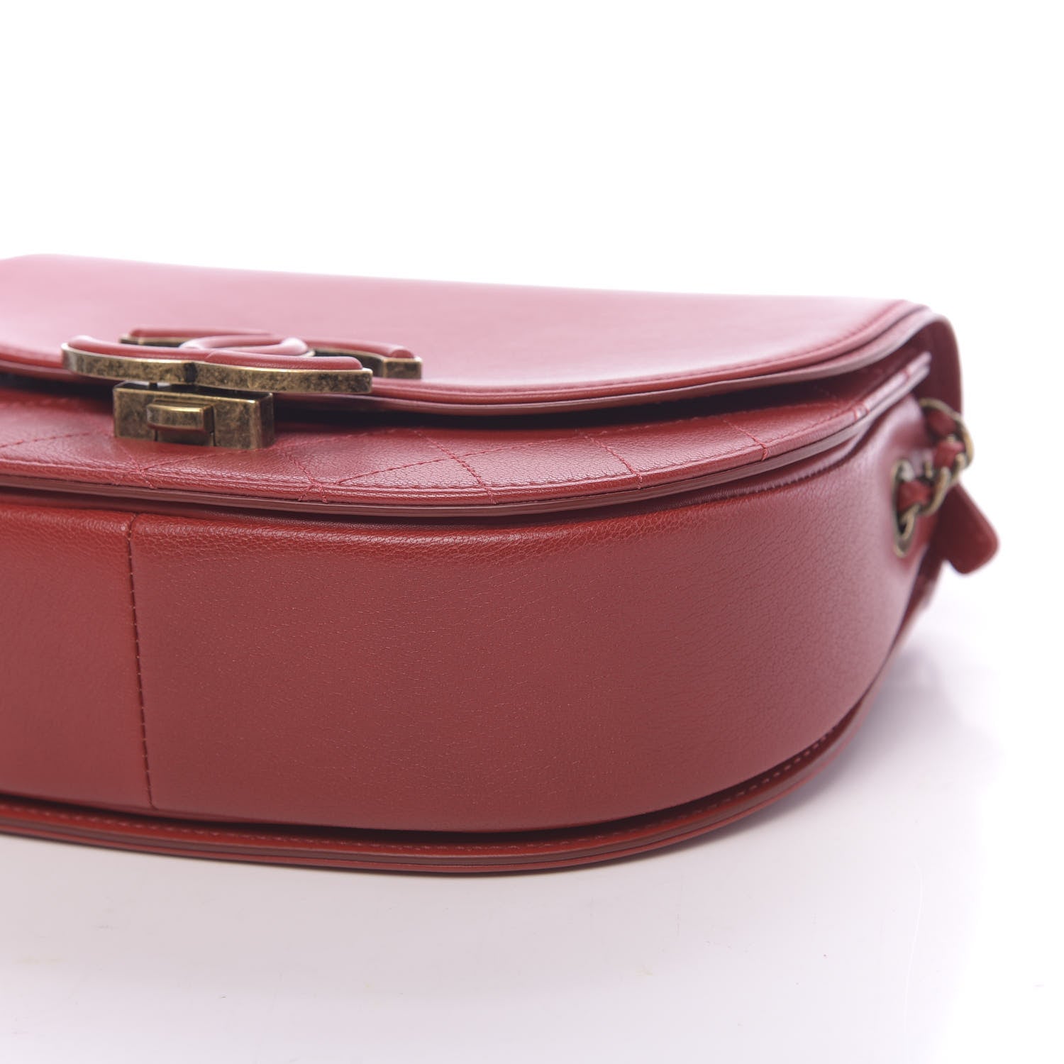 Chanel Shiny Calfskin Goatskin Quilted Small Coco Curve Messenger Flap Red 9 of 11