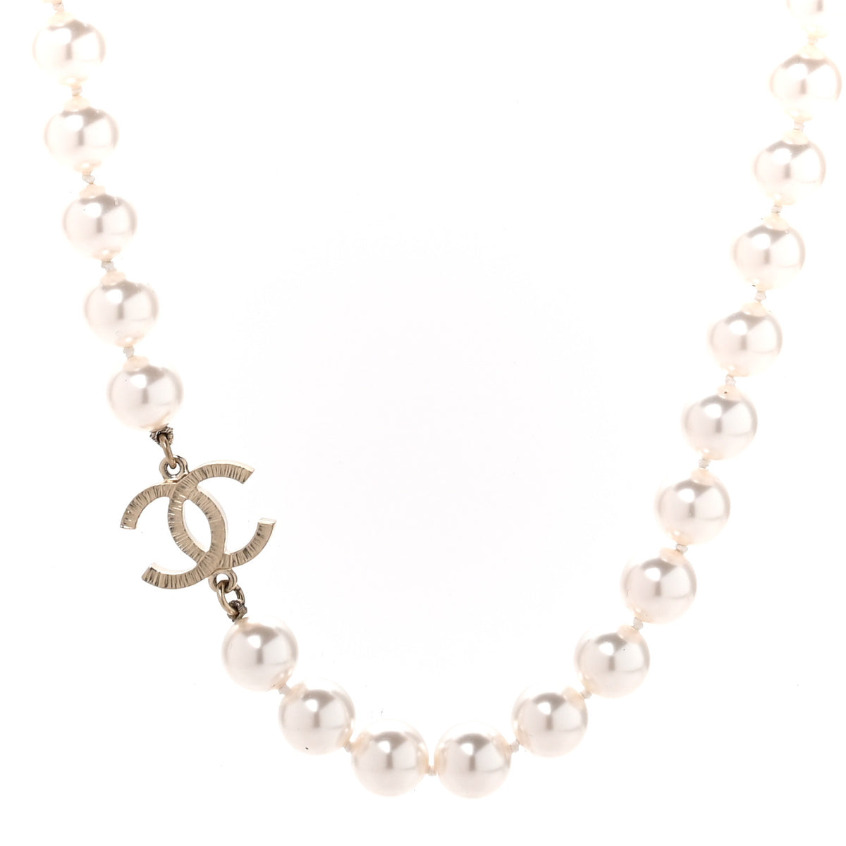 Pearl CC Choker Necklace Gold White