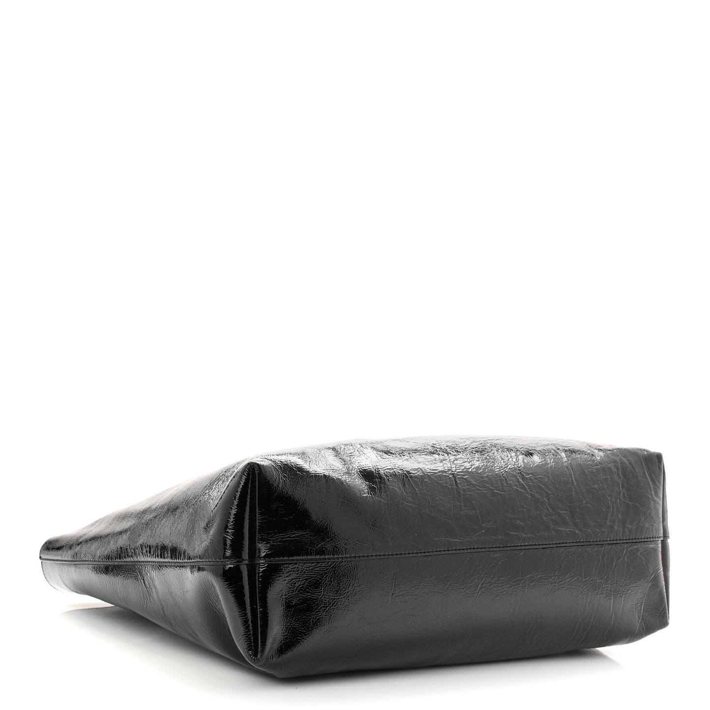 Patent Calfskin Large Shopping Tote Black