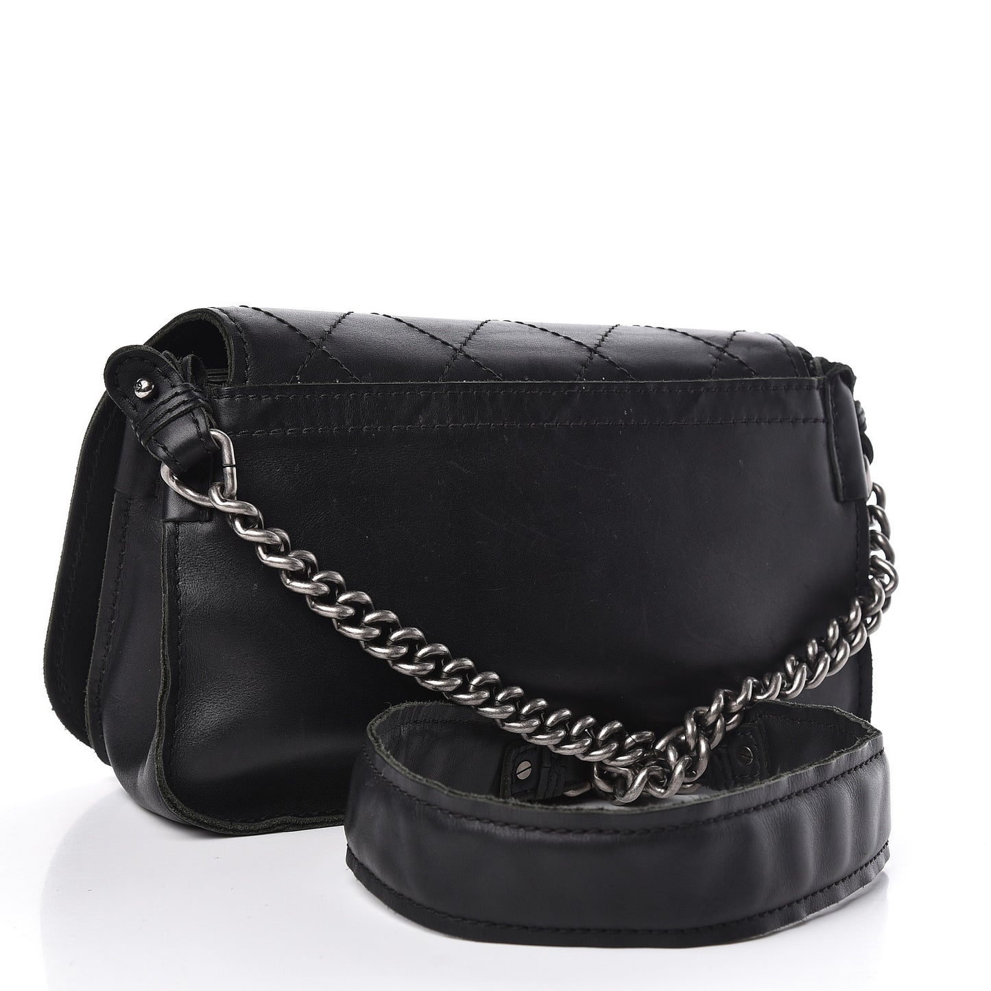 Calfskin Stitched Small Highlander Messenger Black