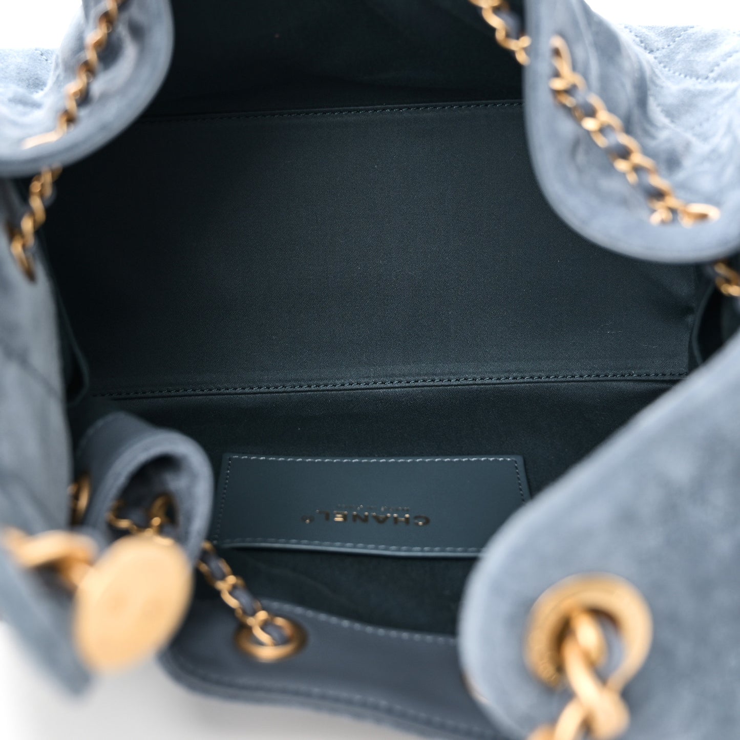 Suede Quilted Small Chanel 25 Handbag Blue