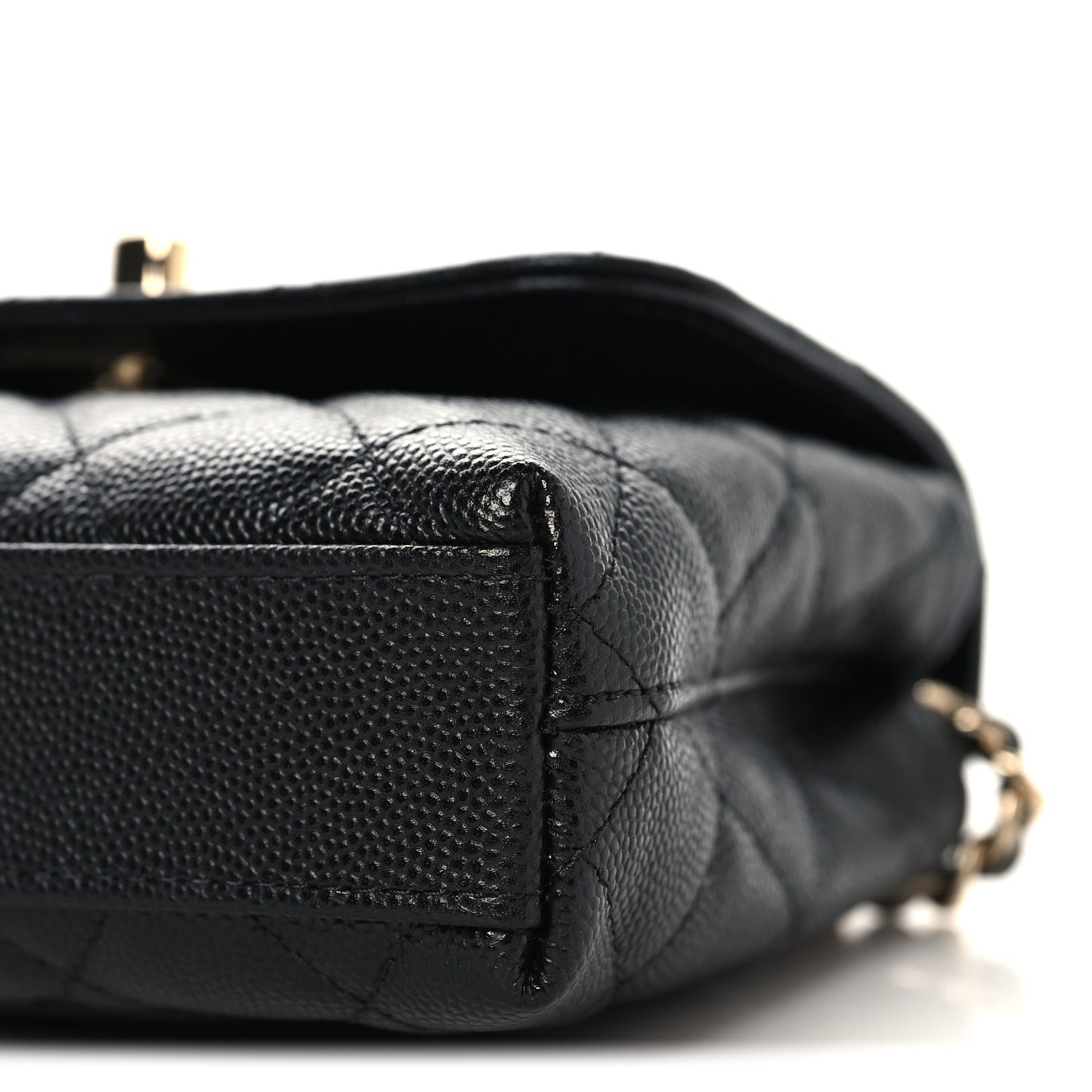 Caviar Quilted Coco Handle Clutch With Chain Black