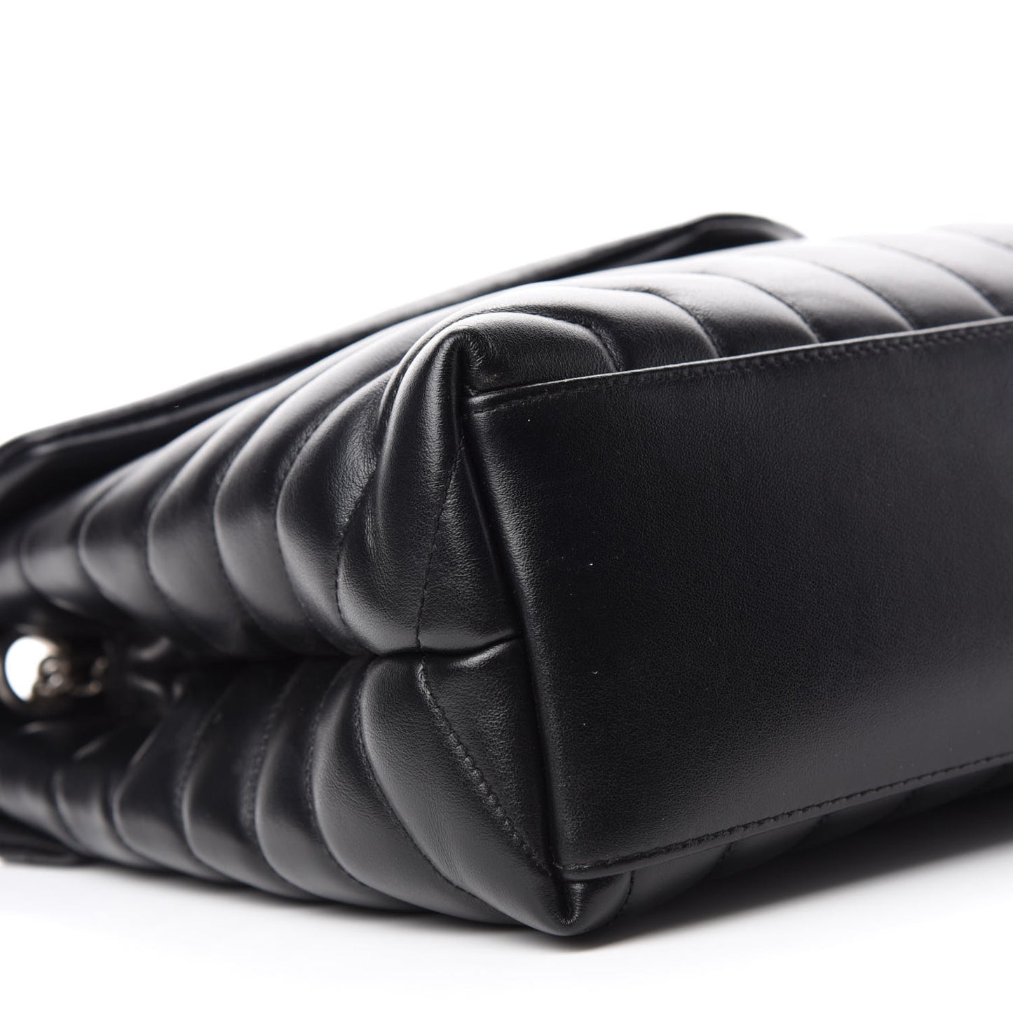Calfskin Y Quilted Monogram Medium Loulou Chain Satchel Black