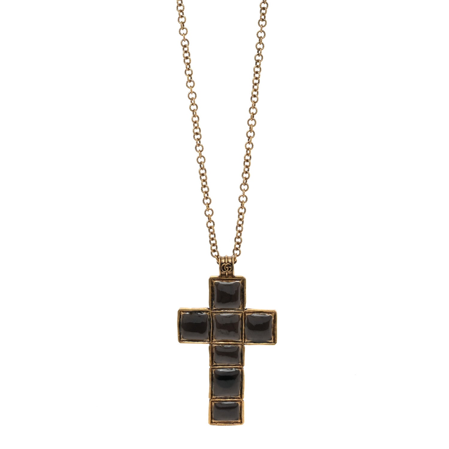 Gucci Enamel Cross Necklace Black 1 of 4