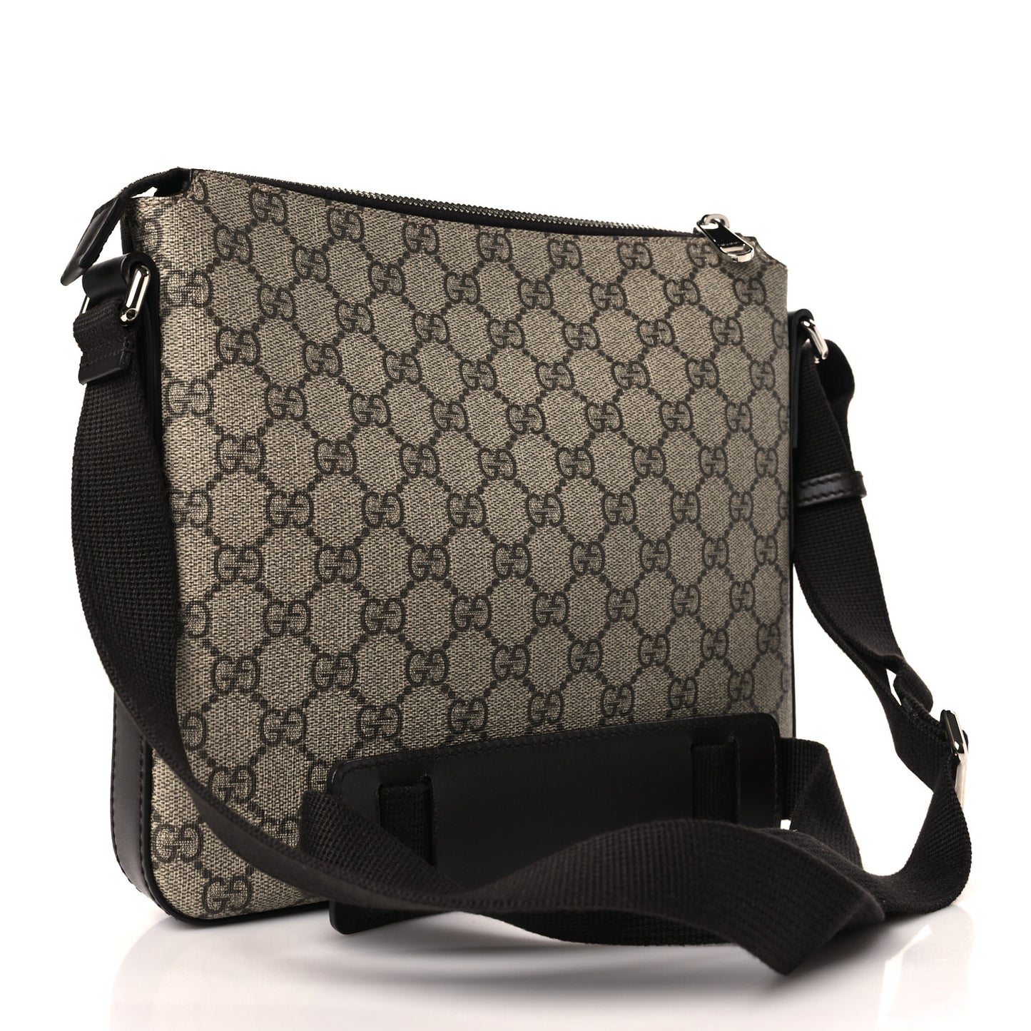 GG Supreme Monogram Selleria Calfskin Small Flat Messenger Bag Beige Ebony Cocoa Marrone Scuro