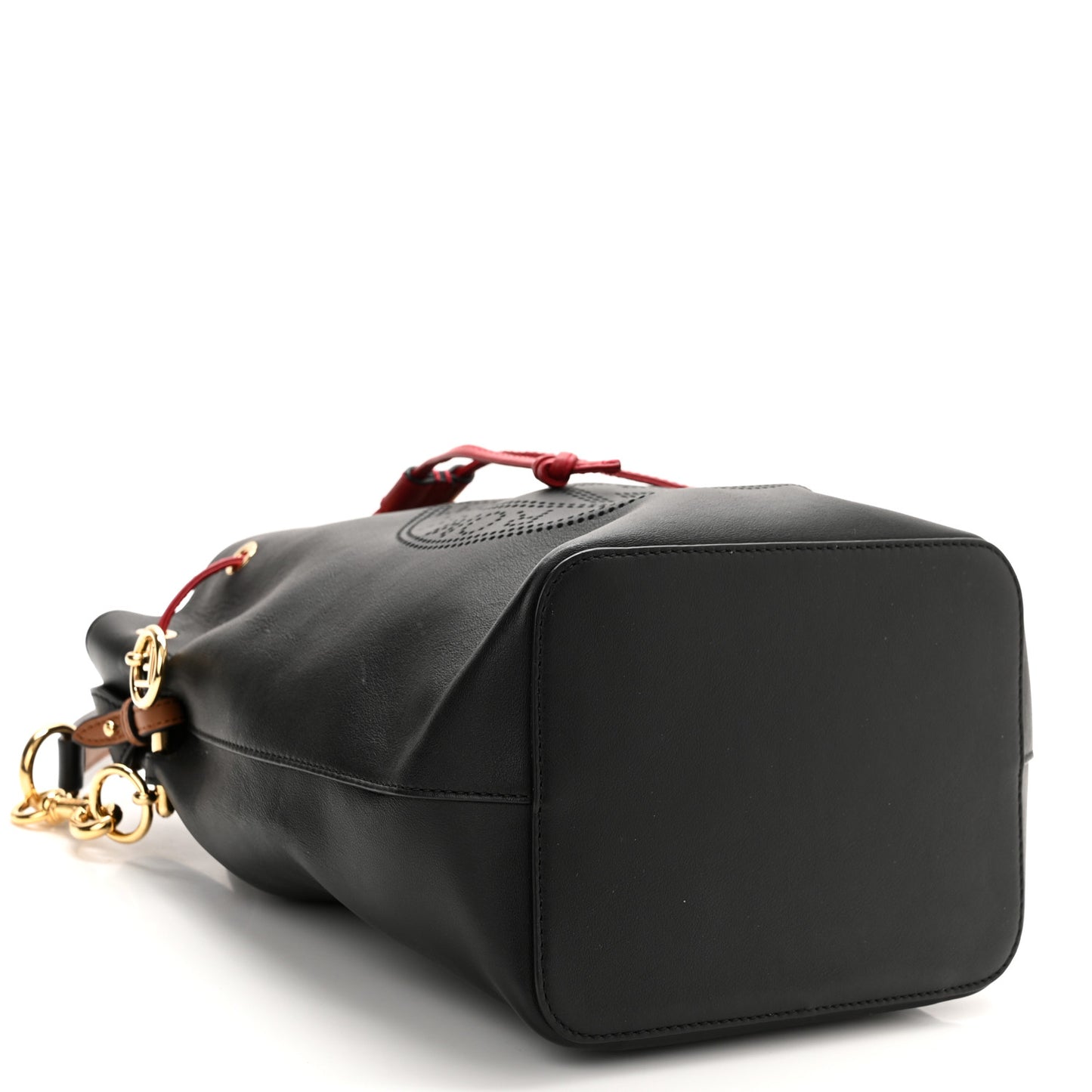 Vitello Grace F is Fendi Stamp Patch Perforated Small Mon Tresor Bucket Bag Black