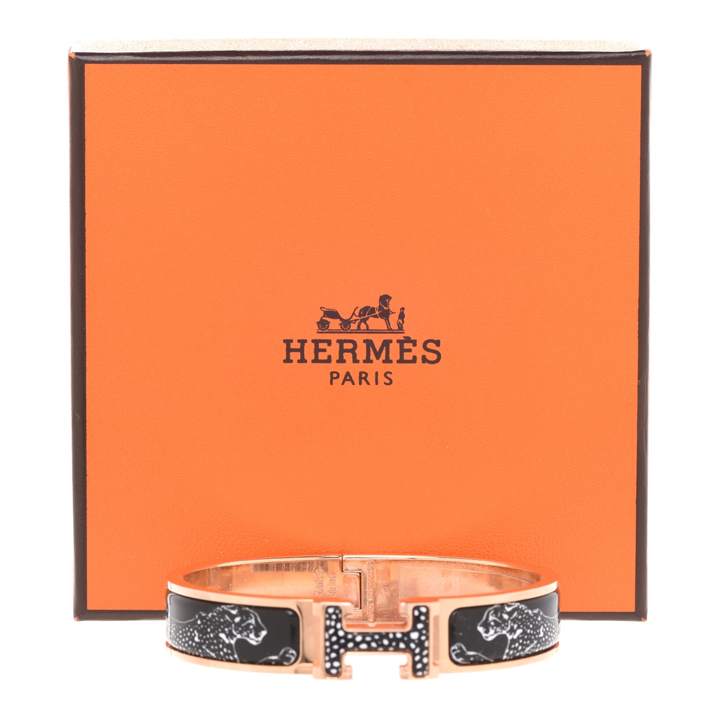 Enamel Narrow Print Guepards Clic Clac H Bracelet PM Positif Negatif