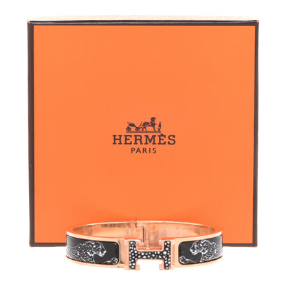 Hermes Enamel Narrow Print Guepards Clic Clac H Bracelet PM Positif Negatif 6 of 6