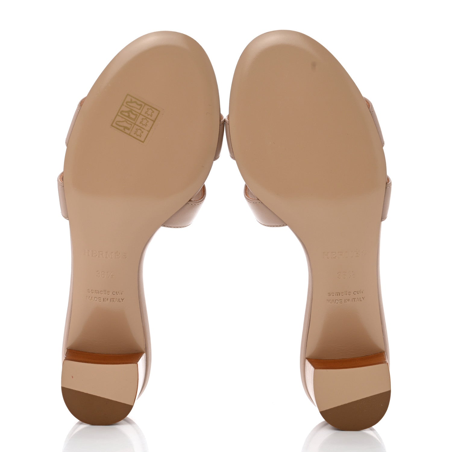 Hermes Calfskin Oasis Sandals 36.5 Beige Nude 5 of 9