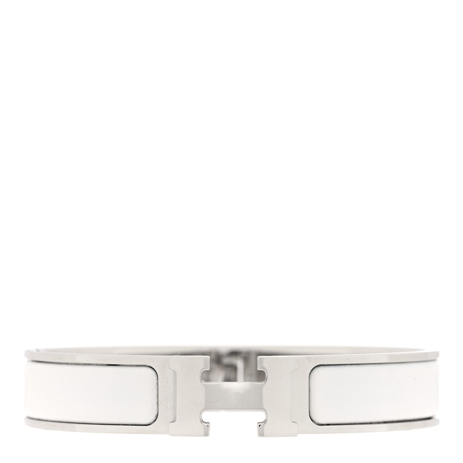 Hermes Enamel Narrow Clic Clac H Bracelet GM White 1 of 5