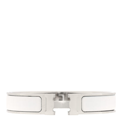 Hermes Enamel Narrow Clic Clac H Bracelet GM White 1 of 5