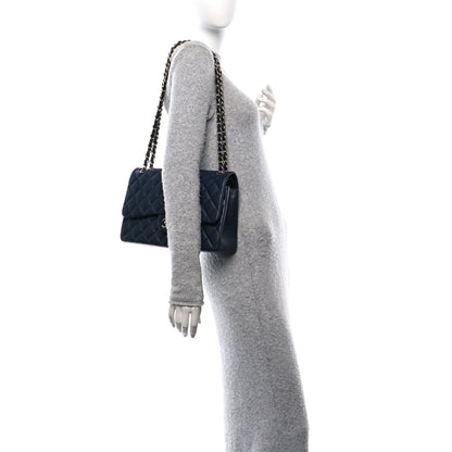 Chanel Caviar Quilted Jumbo Double Flap Navy Blue 2 of 11