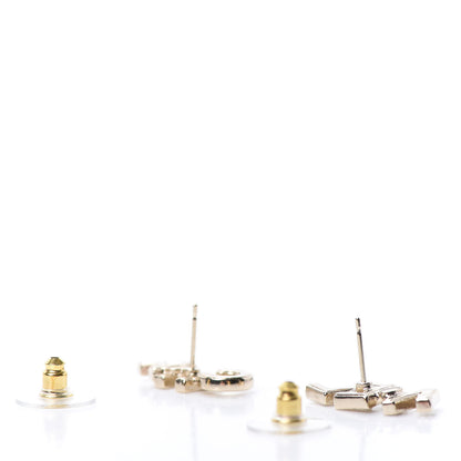 Chanel Crystal Pearl Signature Stud Earrings Gold 3 of 5